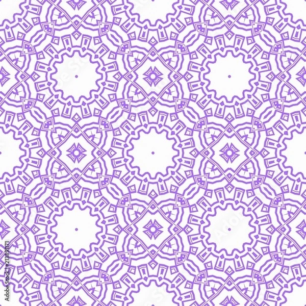 Fototapeta Beautiful tablecloth. Seamless lace pattern with geometric, floral element. Vector illustration.