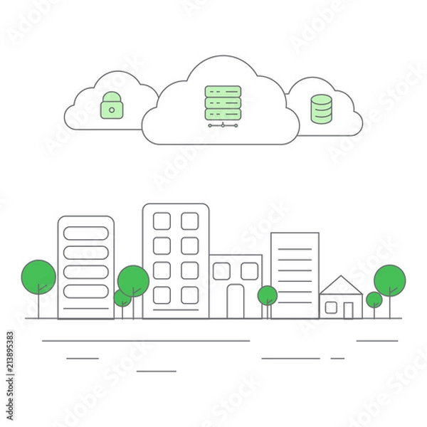 Obraz cloud symbol with data storage devices