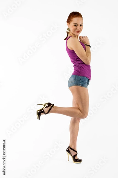 Obraz red girl  on white