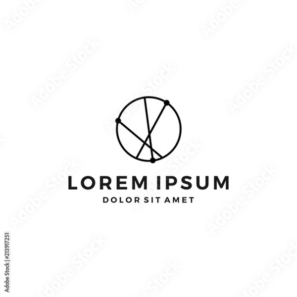 Obraz geometric abstract circle logo line art outline monoline icon illustration network connect symbol