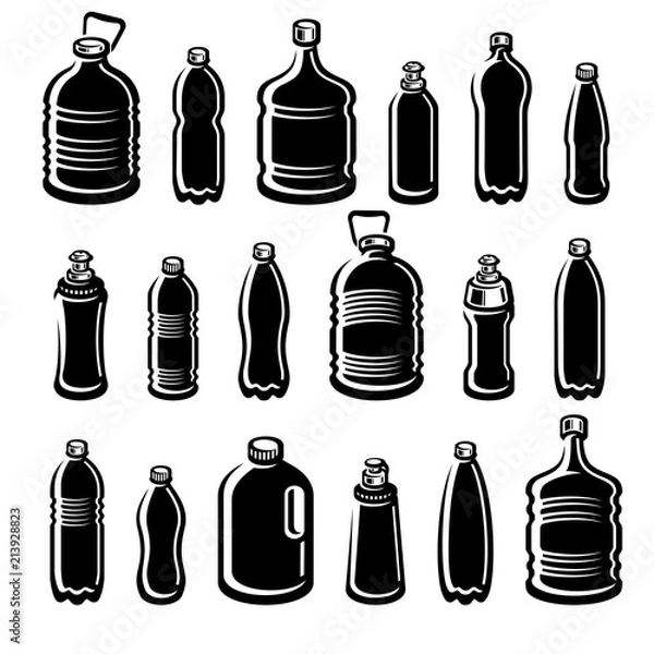 Fototapeta Bottles water set. Vector