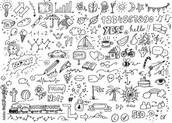 Obraz Various hand drawn doodles