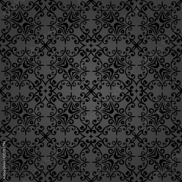 Fototapeta Classic dark seamless vector pattern. Damask orient ornament. Classic vintage background. Orient ornament for fabric, wallpaper and packaging