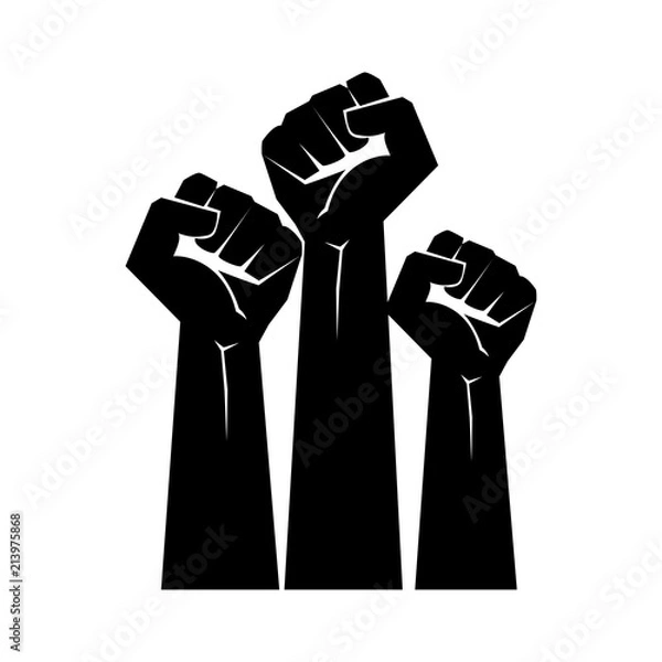 Obraz Raised fists resistance silhouette