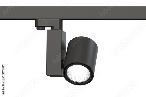 Fototapeta LED white light for lighting exhibition space and shops. Isolate on white background.  3d render of the lamp model.