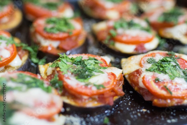 Obraz Fried eggplant with cheese