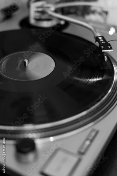 Fototapeta vinyl record on turntable player music vintage retro
