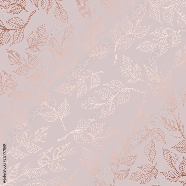 Fototapeta Rose gold. Vector pattern with branches