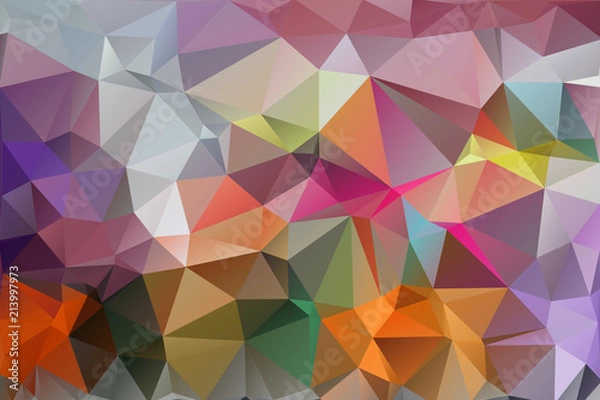 Fototapeta Multicolor background of triangles Bright colors, festive abstract background