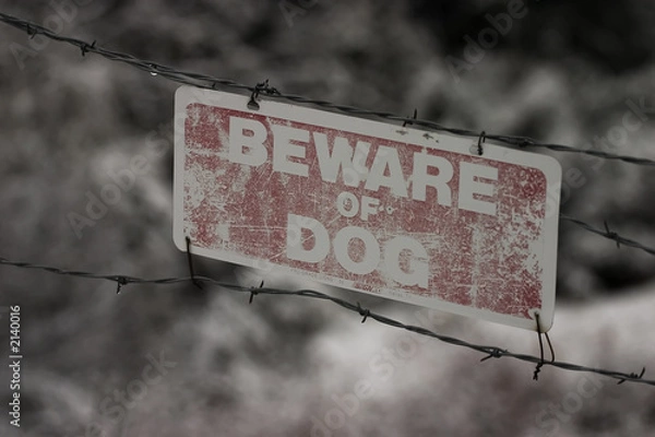 Obraz faded beware of dog sign