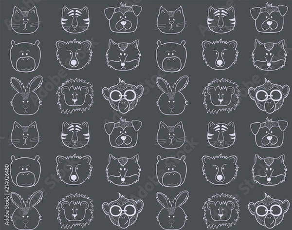 Obraz Seamless pattern with animals heads.
