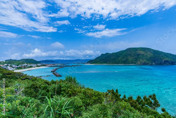 Fototapeta 沖縄県 阿嘉島 天城展望台からの景色