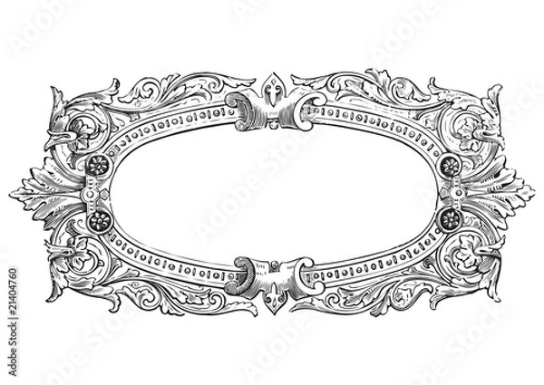 Obraz antique frame engraving (vector)
