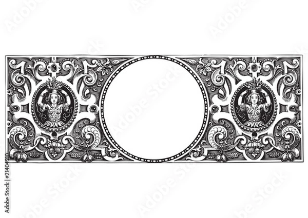 Obraz antique frame engraving (vector)