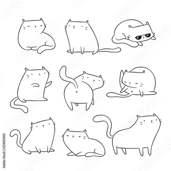 Obraz Funny cats doodles