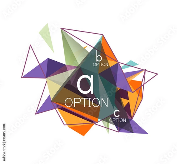 Fototapeta Vector triangle abstract background, low poly concept