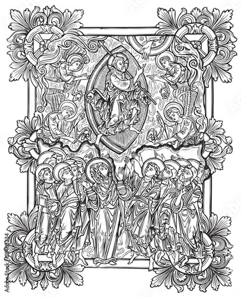 Obraz antique religious book engraving (vector)