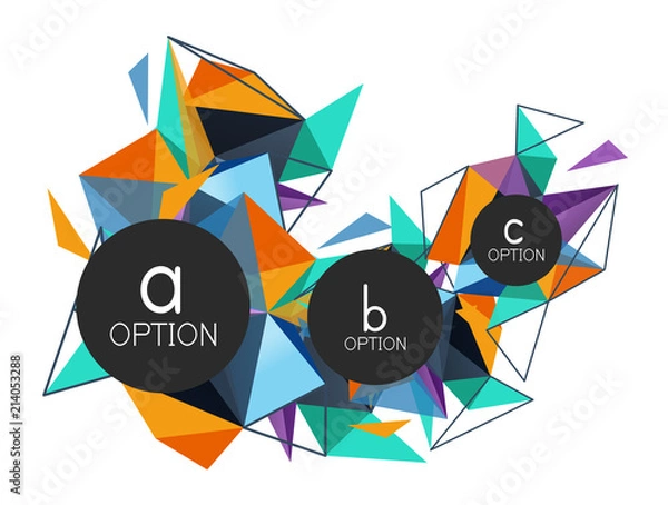 Fototapeta Vector triangle abstract background, low poly concept