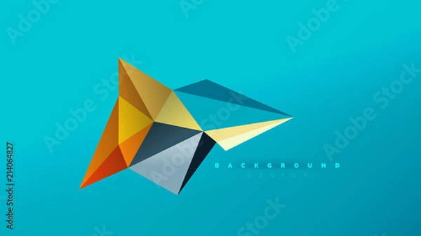 Fototapeta Abstract background - geometric origami style shape composition, triangular low poly design concept. Colorful trendy minimalistic illustration