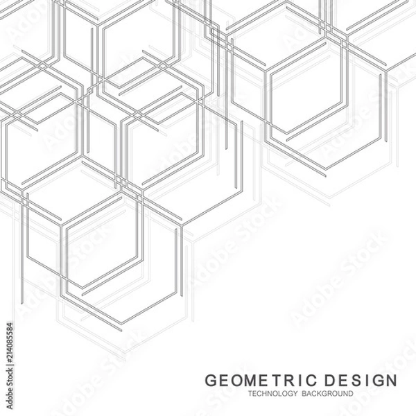 Fototapeta Abstract medical background. DNA research. Hexagonal structure molecule and communication background for medicine, science, technology. Vector illustration.