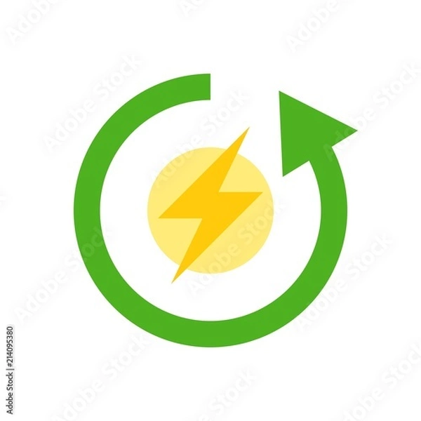 Fototapeta Flash and circle arrow, Clean Energy Flat icon