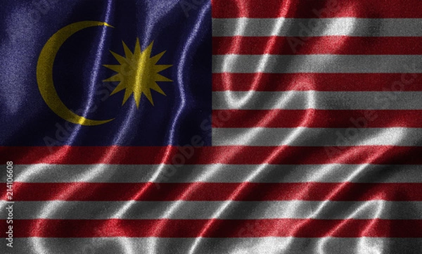 Obraz Wallpaper by Malaysia flag and waving flag by fabric.