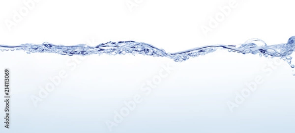 Obraz Długa linia powierzchni wody z miękkimi falami na białym tle