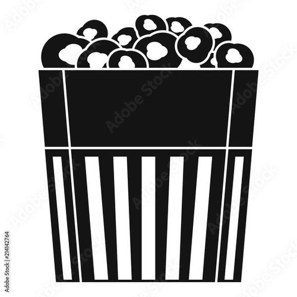 Obraz Paper popcorn box icon. Simple illustration of paper popcorn box vector icon for web design isolated on white background
