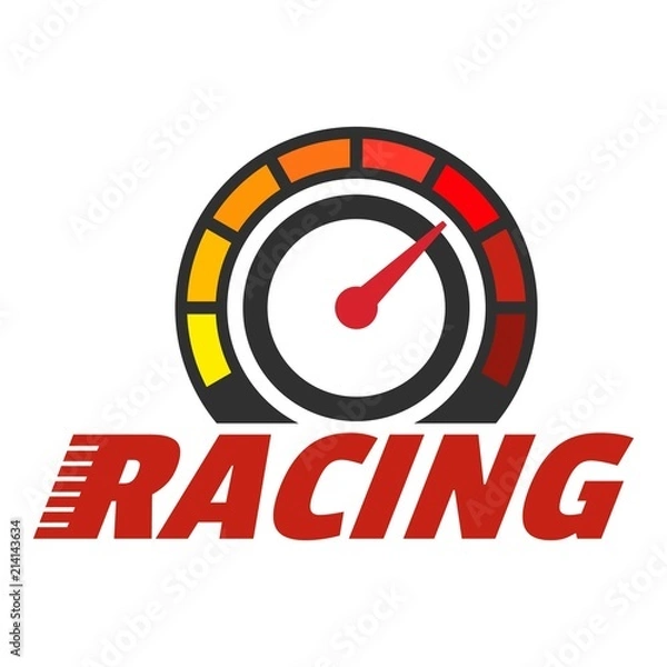 Fototapeta Racing dashboard logo. Flat illustration of racing dashboard vector logo for web design