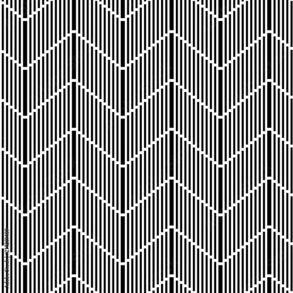Fototapeta Black and white geometric seamless pattern. Geometrical striped background with the effect of visual distortion. Vector illustration.