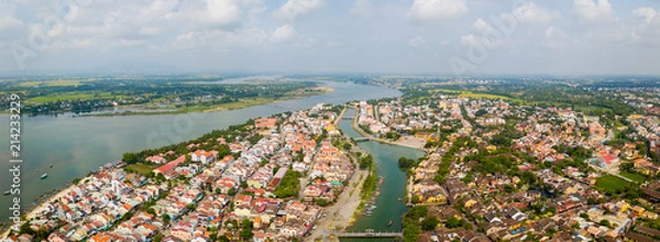 Fototapeta Hoi An, Vietnam : Panorama Aerial view of Hoi An ancient town, UNESCO world heritage, at Quang Nam province. Vietnam. Hoi An is one of the most popular destinations in Vietnam