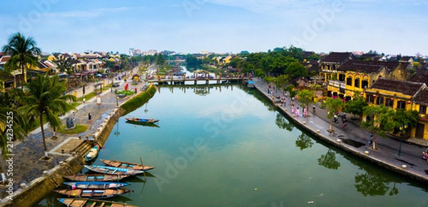 Fototapeta Hoi An, Vietnam : Panorama Aerial view of Hoi An ancient town, UNESCO world heritage, at Quang Nam province. Vietnam. Hoi An is one of the most popular destinations in Vietnam