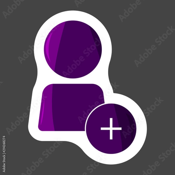 Fototapeta Vector icon to add a user, add a person or create a Friend List  colored sticker. Layers grouped for easy editing illustration.  For your design.