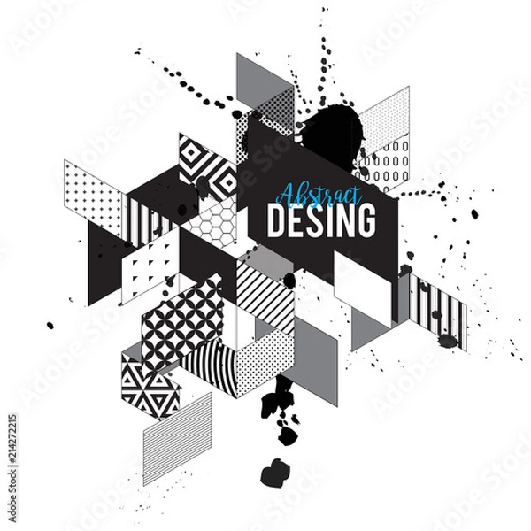 Fototapeta ABSTRACT MODERN TEMPLATE BACKGROUND. GEOMETRIC ELEMENT. DIVERSE PATTERN