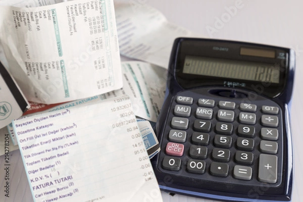 Fototapeta calculator and tax on the table