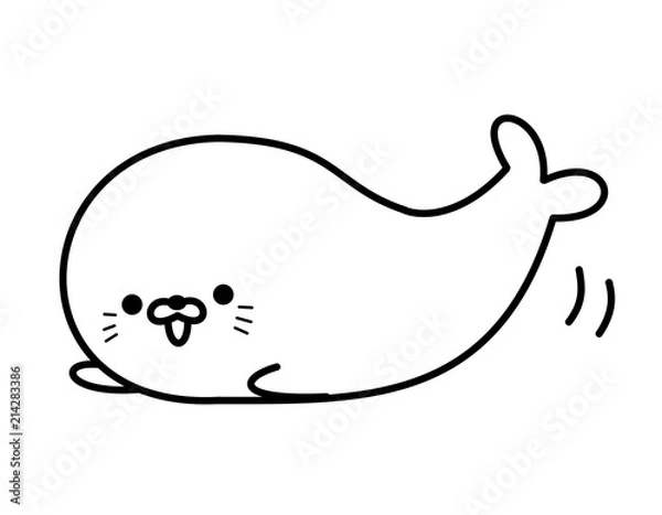 Obraz アザラシ口動き(線画)