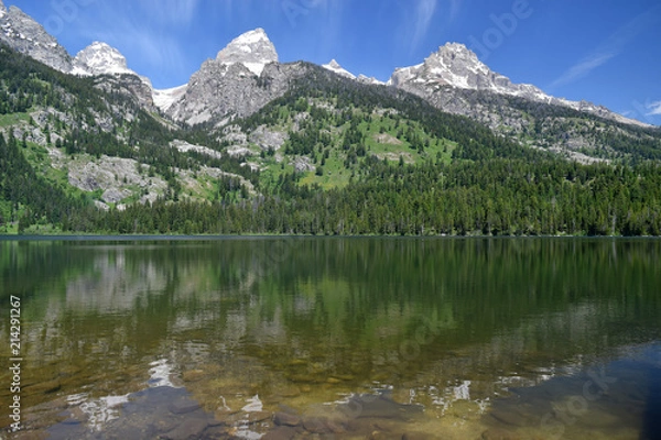 Fototapeta Grand Teton and Middle Teton with Garnet Canyon in between