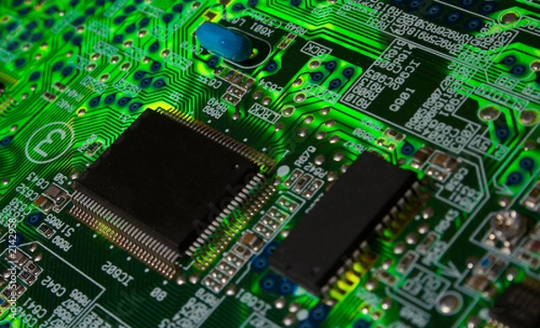 Obraz green electronic board