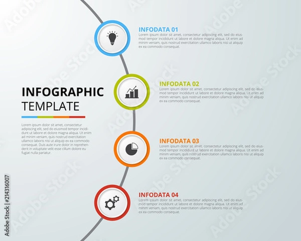 Fototapeta Infographic template for business, education, web design, banners, brochures, flyers, diagram, workflow, timeline. Vector illustration.