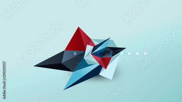 Fototapeta Abstract background - geometric origami style shape composition, triangular low poly design concept. Colorful trendy minimalistic illustration
