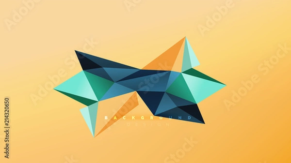 Obraz Abstract background - geometric origami style shape composition, triangular low poly design concept. Colorful trendy minimalistic illustration