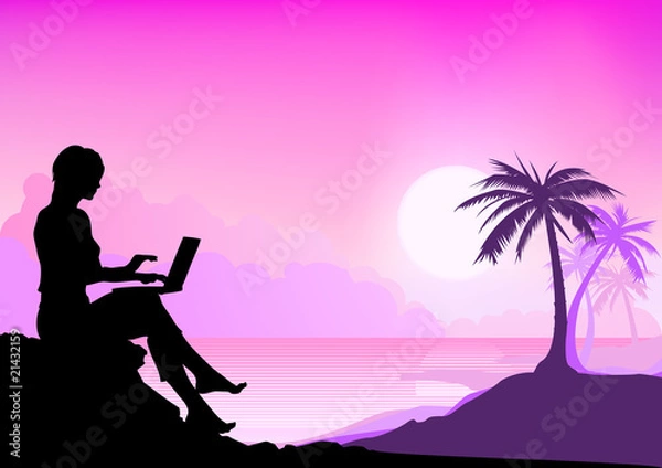 Obraz Working Beach Girl