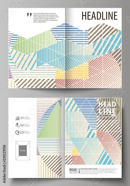Fototapeta Business templates for bi fold brochure, magazine, flyer, booklet. Cover template, abstract vector layout in A4 size. Minimalistic design with lines, geometric shapes forming beautiful background.