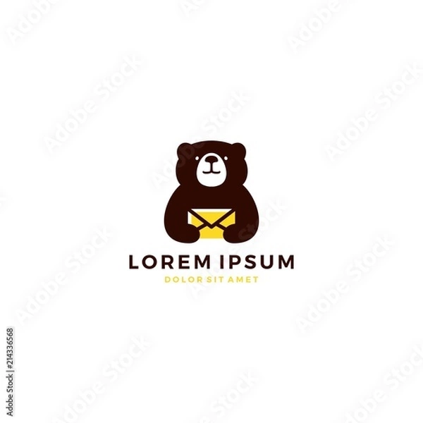 Obraz bear mail message teddy logo template vector icon
