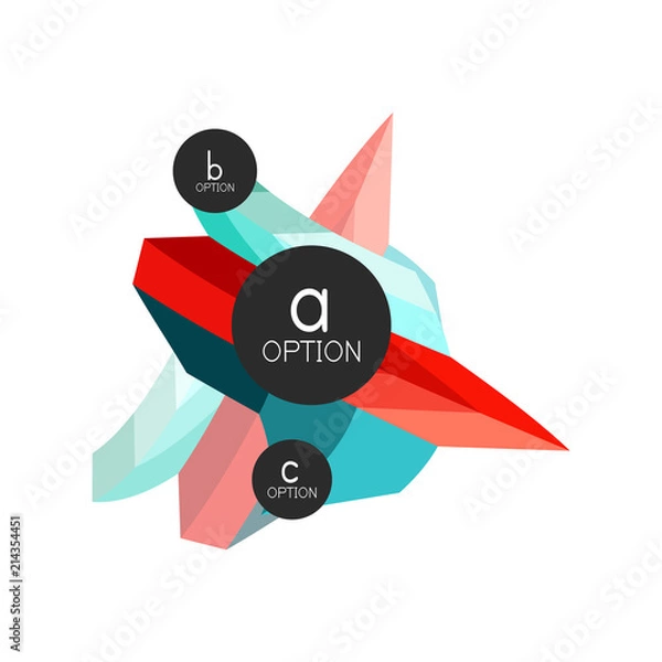 Fototapeta Abstract colorful geometric option infographics design template with sample abc options. Abstract background for business presentation or information banner