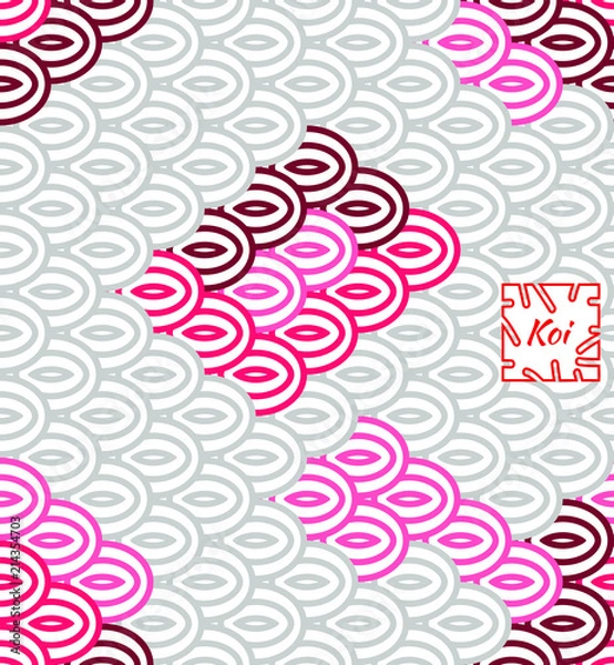 Fototapeta National Oriental pattern, multi-colored Koi fish scales. Seamless pattern Carp Koi pastel colors.