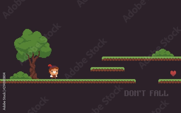 Fototapeta Pixel Art Game Scene