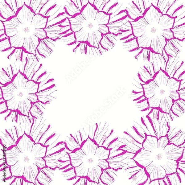 Fototapeta White square background with pink flowers jpeg