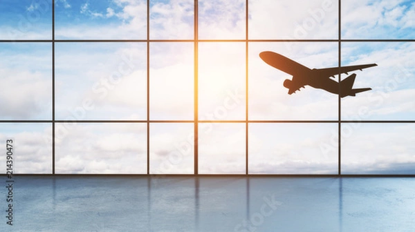 Fototapeta zdjąć samolot za oknem lotniska