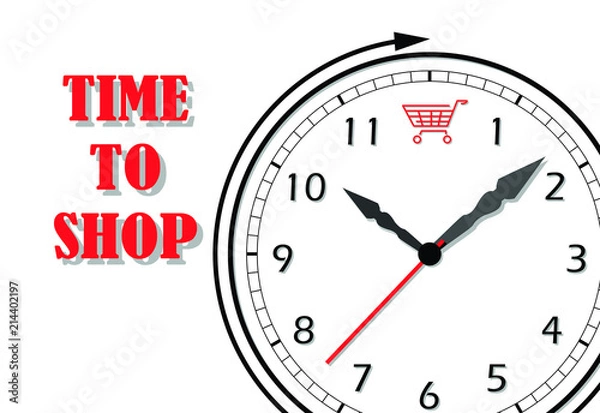 Fototapeta clock and shopping event vector illustrator isolated on white background and release clipping mask for full picture
